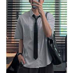 로템버 ROTEMBER 데일리룸 X 멀티 레일 크롭 스트라이프 하프 셔츠 WHITE 단품/SET