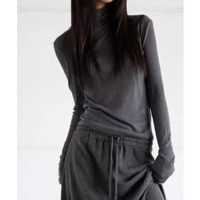 런던다다 여성 울 혼방 폴라 긴팔 티셔츠 WOOL BLENDED POLA T SHIRT 차콜
