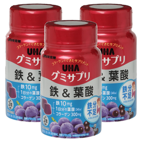 일본 UHA 미카쿠도 구미 젤리 맛있는 온가족 청소년 성장기 철분 엽산 30일분