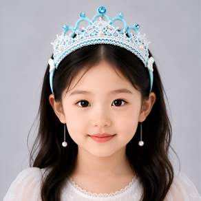 리엘아트 티아라 레이스 공주님 머리띠 유아 여아용 왕관밴드 귀걸이헤어밴드