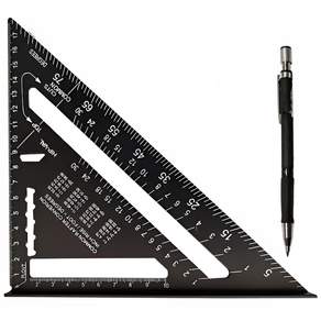 툴레보 다용도 목공용 제도용 직각 알루미늄 삼각자 7인치 180mm + 2mm 홀더팬