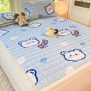 Cozy Aura 겨울 따뜻한 벨벳 극세사 침대패드 고정밴드