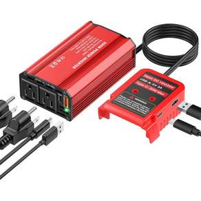 밀워키 M18 배터리와 호환되는 300W 파워 인버터 AC 콘센트 2개 1개 타입C PD 65W USB A 18W 맥스 2개배터리 미포함를 갖춘 DC 18V에서 110V 배터리