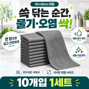 다용도 물기제거 극세사 매직 행주 걸레 대형 10개입
