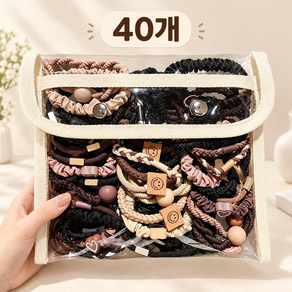 BIKASU 머리끈 40P세트 데일리 머리끈 짱짱한 헤어 고무줄 밴드