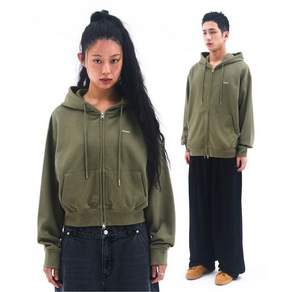 아메스 월드와이드 amesworldwide BASIC SMALL LOGO HOODIE ZIP UP KHAKI