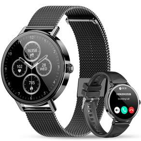 Baolubao X30-G 원형 스마트워치 1.26인치 HD 화면 밀라네즈 메탈 스트랩 음성 통화 여성 건강 생리주기 건강관리 100가지 이상 운동 모드 방수