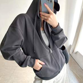 네모엔룩 남녀공용 라인업 데일리 무지 특양면 스탠다드핏 빅사이즈 후드집업