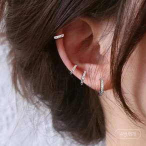 FANSYLI 원터치 피어싱 세트 14K 도금 플래팅 링귀걸이 큐빅 귀찌 랩다이아귀걸이 써지컬귀걸이 4종세트 8p 2602JLL0462