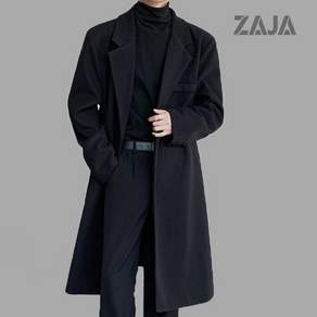 ZAJA 남성용 겨울 코트 모직 따뜻한 기모 정장 코트