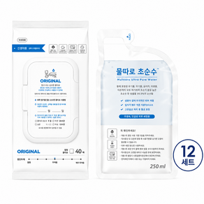 물따로 생분해 신생아물티슈 오리지날 캡형 40매12set) ), 12세트, 40매