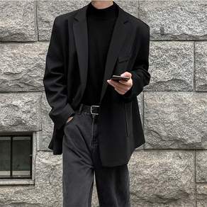 남성 오버핏 블레이저 자켓 가을 정장 아우터 구김방지 스판 편한 데일리 재킷