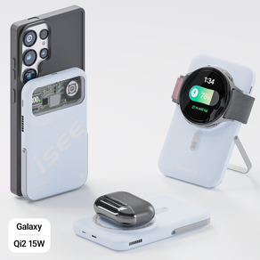 아이시(isee)맥세이프 준고체 보조배터리 10000mAh CCC 인증 3in1 냉각 15W 무선충전 22.5W 고속충전 애플워치 갤럭시워치 브리즈X