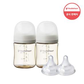 더블하트 모유실감 3세대 PPSU 모먼트 트윈팩 160ml+젖꼭지(2입)