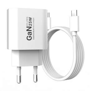 에센스웨어 25W PD PPS GaN C타입 초고속 충전기 + 60W C-C 케이블 세트