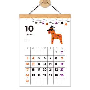 2027년 북유럽풍 목마이야기 우드 벽걸이달력 A4사이즈 캘린더