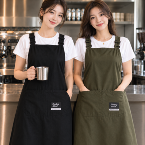 윌카 어깨편한 주방 화실 카페 H형 길이조절 방수앞치마 2포켓 남녀공용