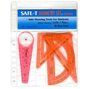 러닝리소스 EDS 45751 안전 각도기 자 세트 (삼각자 각도기 컴파스) SAFE-T Geometry Set
