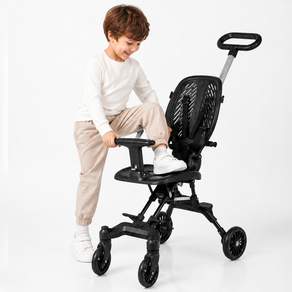 쿨키즈 F1 트라이크 휴대용유모차 3.8kg 기내반입, 블랙