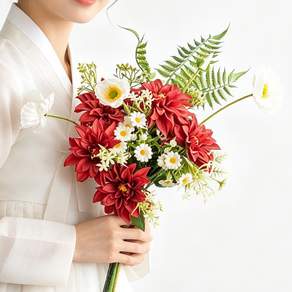 화예원 성묘 조화 꽃다발 양귀비 데이지 안개꽃 부케 셀프 웨딩촬영 소품 브라이덜샤워 들꽃