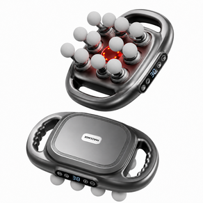 SorJar 마사지건 고주파 진동 안마기 12헤드근막 건 건 등 및 허리 목 어깨 마사지기 9단계 강도조절 레드라이트 충전식