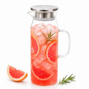 스텐뚜껑 내열유리 물병 워터저그 스텐유리물병 1.5L