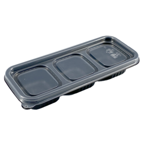 버디팩 PP 3칸 일회용소스용기 반찬용기 검정용기 M-0717-3A