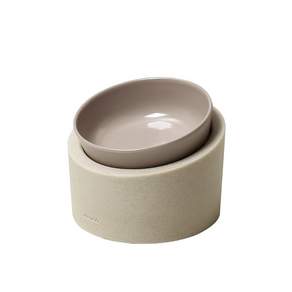 ideaco 이데아코 Pet Feeder 애완 동물 피더 음식 그릇 140ml 낮음 스톤 샌드 화이트/그레이지 323LOW