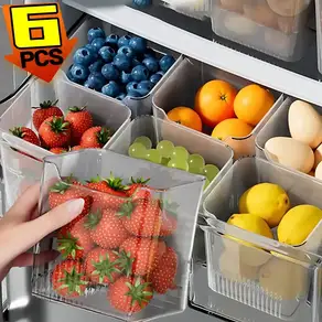 16PCS 냉장고 측면 도어 보관 상자 휴대용 야채 보존 주방 등급 플라스틱 용기
