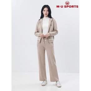 엠유스포츠 여성 자가드 니트 후드 집업 팬츠 세트 베이지 MUW54ST1BE
