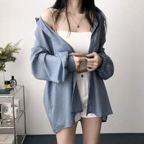 레이디스룸 [살안타템~3XL] 여리 거즈 시스루 오버핏 셔츠 남방