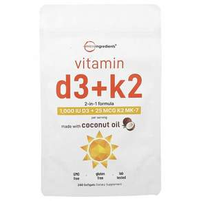 Micro Ingredients 비타민D3 + K2 소프트젤 240정 MII-02380