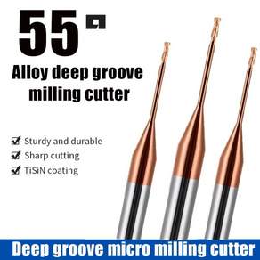 HRC55 HRC65 2 플루트 초경 마이크로 엔드 밀 CNC 깊은 홈 긴 목 엔드밀 0.3MM 가공 목재 도구 밀링 커터