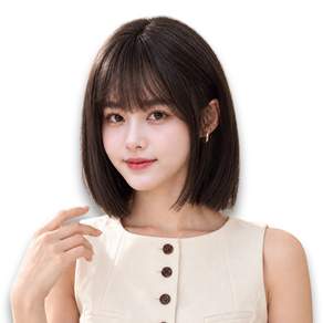 하이유니 [진짜같은핏] 캐럴 다크브라운 풀뱅 태슬컷 단발 통가발 32cm