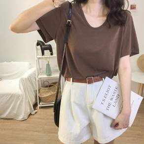 기타 루즈핏 U넥 반팔 티셔츠 4color DK-0024