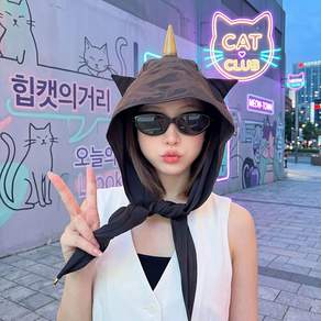 여성 악마모자 후드 여름 Y2K 패션 귀요미 보닛햇 자외선차단 감성 모자