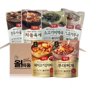 올따옴 양반 한끼즉석국탕 6종기획세트 3호(소고기미역국 한우시래기 차돌육개장 소고기무국 돼지고기김치찌개 부대찌개)