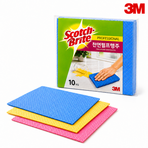 3M 스카치브라이트 천연펄프행주 10매 주방 청소 유리 얼룩제거