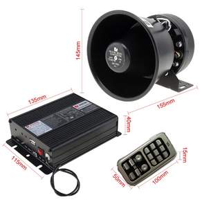 무선 전자 사이렌 시끄러운 자동차 경고 경보 경찰 경적 스피커 마이크 시스템 화재 PA 12V 400W