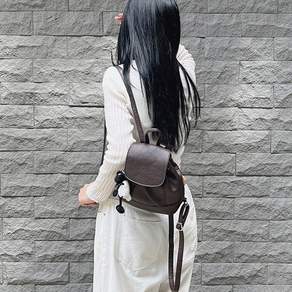 포인바이수 가죽 복조리 가벼운 미니 백팩
