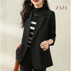 ZAJA 여성 정장 재킷 봄 가을 빅사이즈 긴팔 슬림핏 단색 통근 면접 정장상의