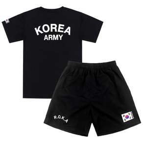 SET 쿨링 로카 반팔티 검정 1P + 태극기 로카 반바지 검정 1P ROKA 쿨티셔츠 등산 헬스 반티 운동회