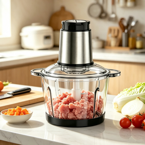 Voltmate 마늘 고기 멀티 전동 디지기 대용량 2L 유리 김치 야채 믹서기 소음적음