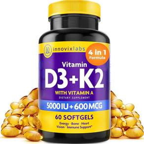 InnovixLabs D3 5000 IU 보충제 ( A 함유 60 소프트젤)
