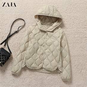 ZAJA 여성 경량 오리털 패딩 겨울 후드 숏 점퍼