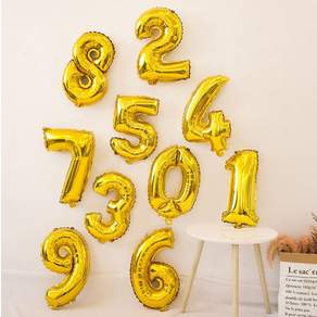 골드 숫자 호일 풍선 생일축하 이벤트 장식 소형 09926