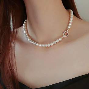 FANSYLI 진주목걸이 럭셔리 클래식 인조 보석 큐빅 비즈 초커목걸이 8mm 10mm 선물 X2503M11