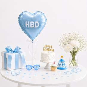 이벤트홀릭 HBD 하트풍선 생일파티용품 생일상 소품 세트