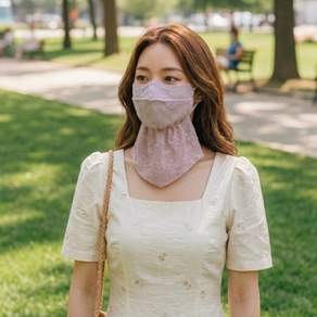 기타 산책 꽃자수 마스크 레이스 얼굴햇빛 가리개 자외선 UV