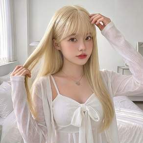 오이키 가발 자연스러운 여성 패션 전체 데일리 롱 생머리
